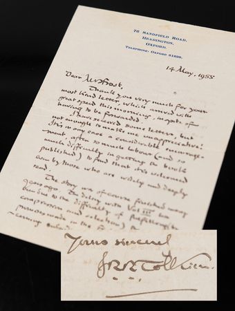 Lot #448 J. R. R. Tolkien Autograph Letter Signed on Publishing the Final Volume of The Lord of the Rings - Image 1