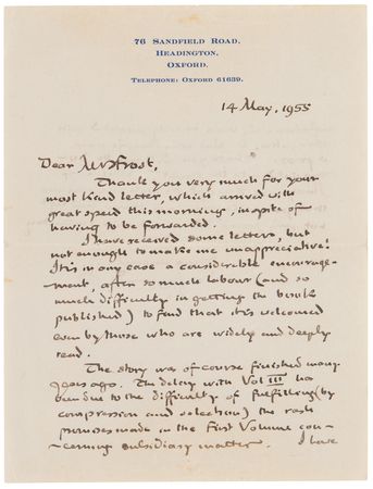 Lot #448 J. R. R. Tolkien Autograph Letter Signed on Publishing the Final Volume of The Lord of the Rings - Image 2