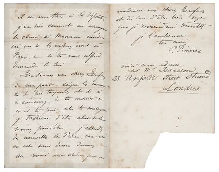 Lot #377 Camille Pissarro Autograph Letter Signed - Image 2