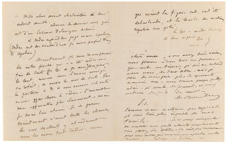 Lot #418 Gustave Flaubert Autograph Letter Signed on Writing with Bouilhet: 