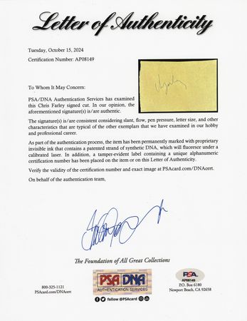 Lot #759 Chris Farley Signature - Image 2