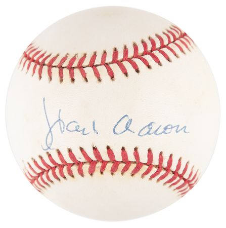 Lot #890 Hank Aaron Signed Baseball - Image 1
