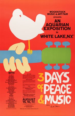 Lot #551 Woodstock Music Festival Original Poster Signed by Artist Arnold Skolnick - Image 1