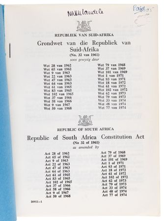 Lot #196 Nelson Mandela's Twice-Signed Republic of South Africa Constitution Booklet - Image 5