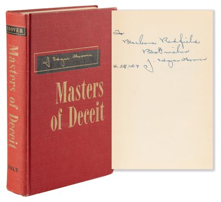 Lot #183 J. Edgar Hoover Signed Book - Masters of Deceit - Image 1