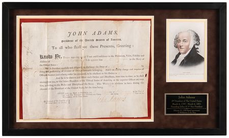 Lot #3 John Adams Naval Document Signed as President - Image 3