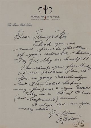 Lot #865 Elizabeth Taylor and Richard Burton (2) Autograph Letters Signed to Sammy Davis, Jr. and May Britt - Image 1
