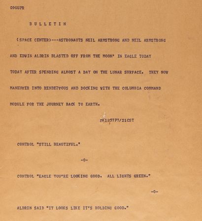 Lot #298 Apollo 11 Original UPR Teletype Roll - Image 2