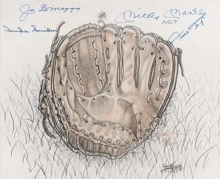 Lot #907 Mickey Mantle, Joe DiMaggio, Willie Mays, and Duke Snider Multi-Signed Limited Edition Print - Image 1