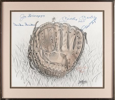 Lot #907 Mickey Mantle, Joe DiMaggio, Willie Mays, and Duke Snider Multi-Signed Limited Edition Print - Image 2