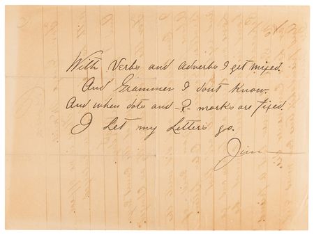 Lot #143 James Younger Twice-Signed Autograph Letter and Handwritten Poem - 