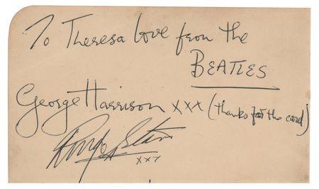 Lot #599 Beatles: George Harrison and Ringo Starr Signatures - Image 1