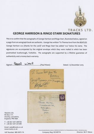 Lot #599 Beatles: George Harrison and Ringo Starr Signatures - Image 2