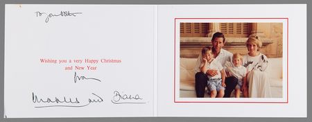 Lot #128 Princess Diana and King Charles III Signed Christmas Card (1987) - Image 1