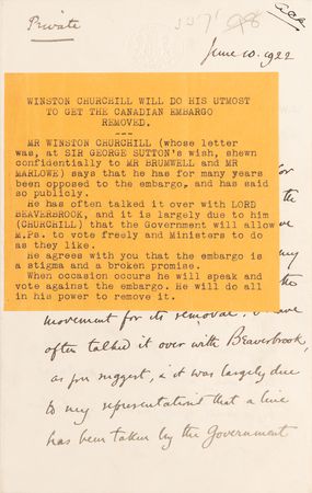 Lot #121 Winston Churchill Autograph Letter Signed on the Canadian Cattle Embargo - Image 5