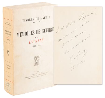 Lot #161 Charles de Gaulle Signed and Inscribed Book to Esteemed Journalist Walter Lippmann - Image 1