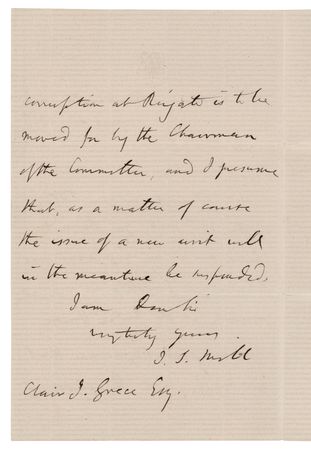 Lot #498 John Stuart Mill Autograph Letter Signed - Image 2