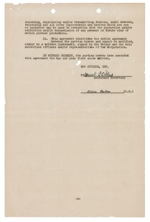 Lot #484 William Faulkner Signed Movie Contract for Gungha Din - Image 2
