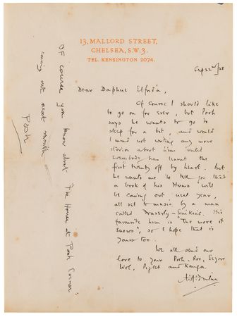 Lot #431 A. A. Milne Autograph Letter Signed on Winnie the Pooh: 