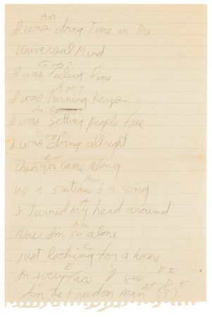 Lot #540 The Doors: Jim Morrison Handwritten Lyrics for 'Universal Mind' - Image 2