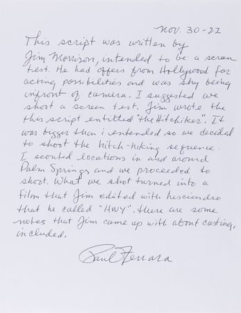 Lot #630 The Doors: Jim Morrison Original Script for 'The Hitchiker' - Image 14