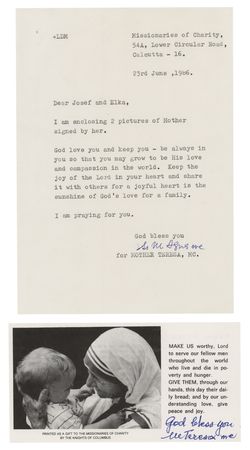 Lot #204 Mother Teresa Signed Prayer Slip - Image 1