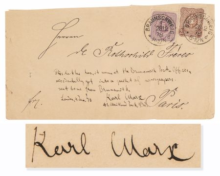 Lot #139 Karl Marx Autograph Note Signed, Returning an Errant Letter Sent to the Rothschilds - Marxism Meets Capitalism - Image 1