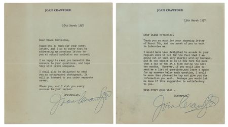 Lot #741 Joan Crawford (2) Typed Letters Signed - Image 1