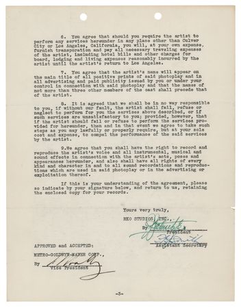 Lot #824 Movie Moguls: Irving Thalberg, Samuel Goldwyn, and Louis B. Mayer (3) Documents Signed - Image 2