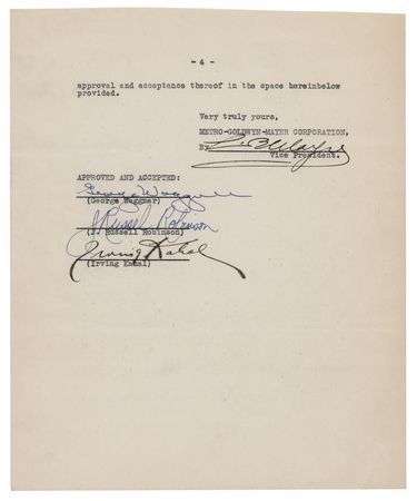 Lot #824 Movie Moguls: Irving Thalberg, Samuel Goldwyn, and Louis B. Mayer (3) Documents Signed - Image 3