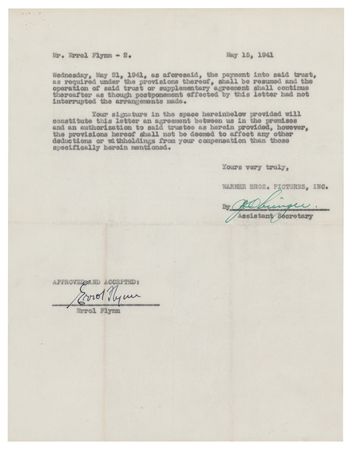 Lot #763 Errol Flynn Document Signed - Image 2