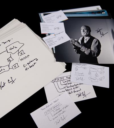 Lot #154 Vint Cerf Huge Lot of (42) Autographs - Sketches, Signed Photos, and Business Cards - Image 1