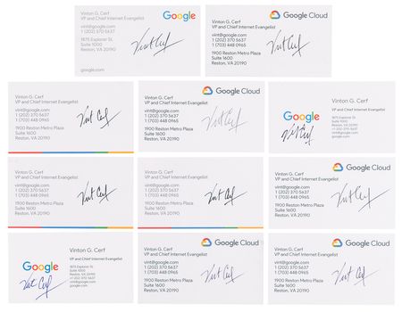 Lot #154 Vint Cerf Huge Lot of (42) Autographs - Sketches, Signed Photos, and Business Cards - Image 4