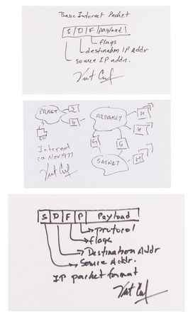 Lot #154 Vint Cerf Huge Lot of (42) Autographs - Sketches, Signed Photos, and Business Cards - Image 5