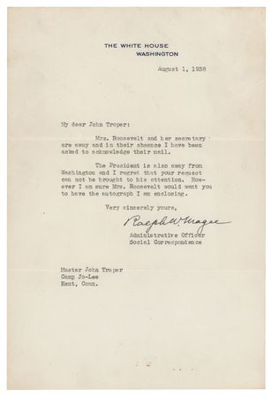 Lot #93 Eleanor Roosevelt Signed White House Card - Image 2
