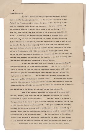 Lot #116 Woodrow Wilson: Newton D. Baker Original 'League of Nations' Speech at the 1920 Ohio Democratic State Convention - Image 2