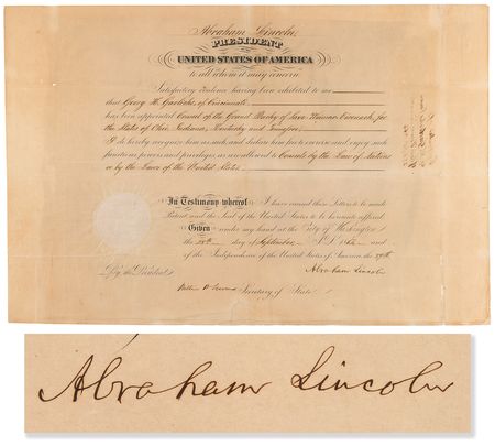 Lot #9 President Abraham Lincoln Appoints a Consul to Support the Germanic Presence in America's War-Torn Midwest - Image 1