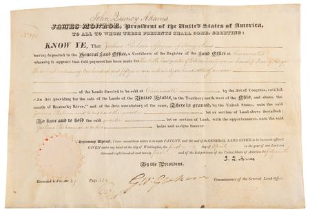 Lot #21 John Quincy Adams Document Signed as President - Image 1