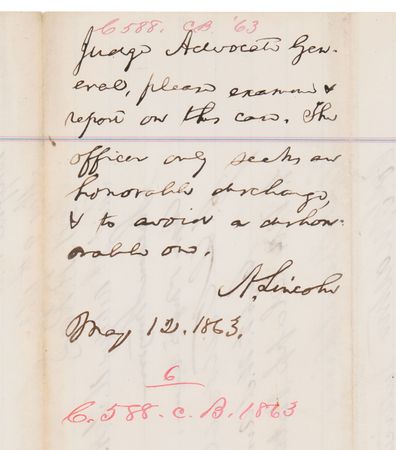 Lot #10 Abraham Lincoln Autograph Endorsement Signed as President, Examining a Discharged Infantry Captain's Petition - Image 1