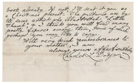 Lot #415 Charles L. Dodgson Autograph Letter Signed: 
