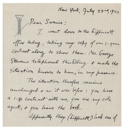 Lot #521 Cornell Woolrich Autograph Letter Signed on Phantom Lady - Image 1