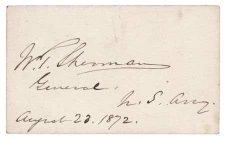 Lot #275 William T. Sherman Signed 'Commander in Chief' Visiting Card - Image 1