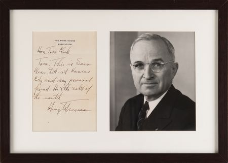 Lot #16 Harry S. Truman Autograph Letter Signed as President to Associate Justice Tom C. Clark - Image 1