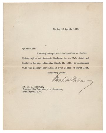 Lot #114 Woodrow Wilson Typed Letter Signed as President in 1919, While in Paris for the Peace Conference - Image 1