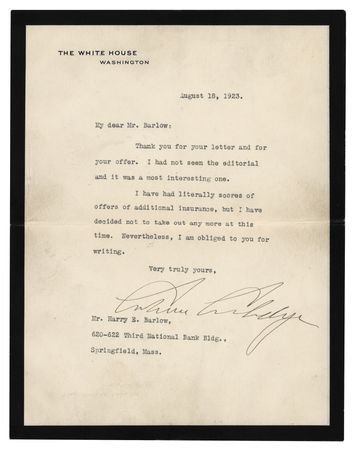 Lot #36 Calvin Coolidge Typed Letter Signed as President - Image 1