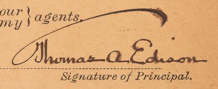 Lot #166 Thomas Edison (4) Signatures on Orange Post Office Documents - Image 2