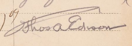 Lot #166 Thomas Edison (4) Signatures on Orange Post Office Documents - Image 3