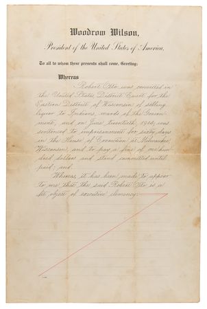 Lot #115 Woodrow Wilson War-Dated Clemency Document Signed as President - Image 2