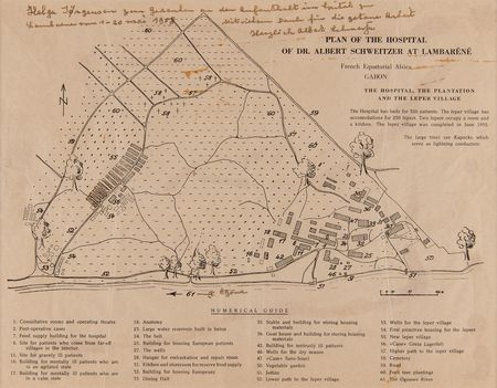 Lot #229 Albert Schweitzer Signed Layout Print for the 'Plan of the Hospital of Dr. Albert Schweitzer at Lambarene' - Image 1