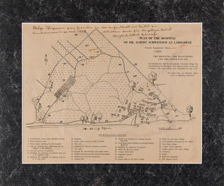 Lot #229 Albert Schweitzer Signed Layout Print for the 'Plan of the Hospital of Dr. Albert Schweitzer at Lambarene' - Image 3